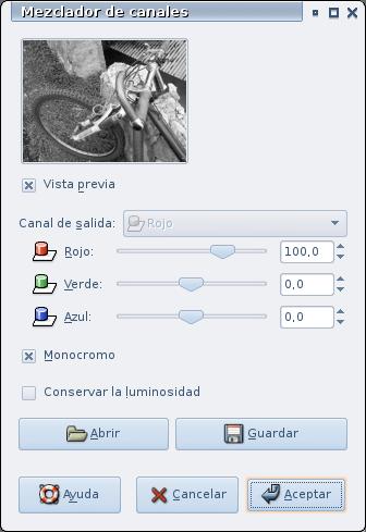 Mezclador de canales de GIMP